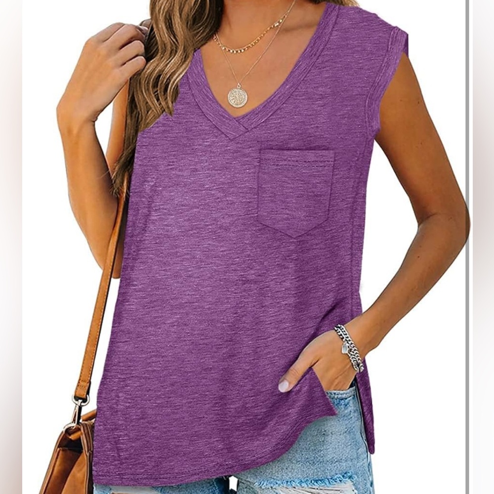 Women’s Purple V-Neck Sleeveless Top